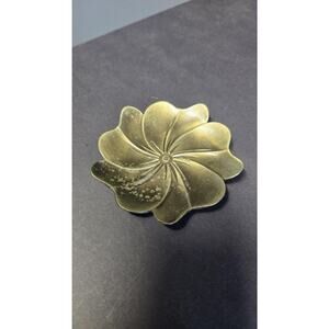 Gold Brass Flower Decorative Bowl Small Round Floral Trinket Dish Engraved